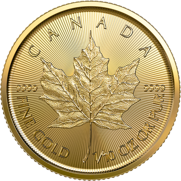 1-10 oz maple leaf gold coin 2023 back