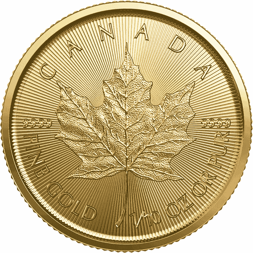 1-10 oz maple leaf gold coin 2023 back
