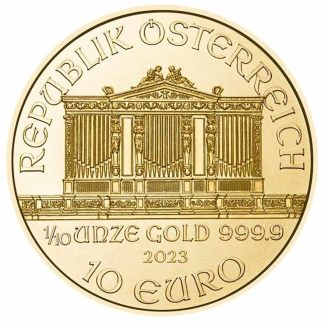 1-10 oz vienna philharmonic gold coin 2023 back