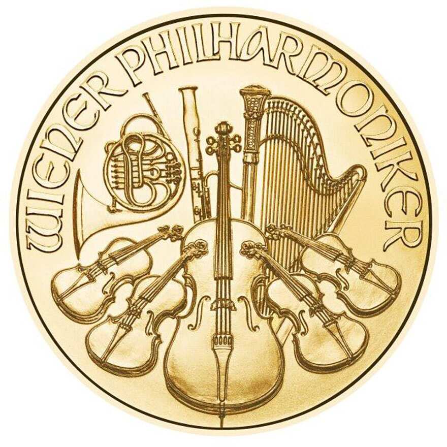 1-10 oz vienna philharmonic gold coin 2023 front