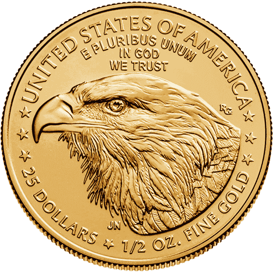 1-2 oz american eagle gold coin 2023 back