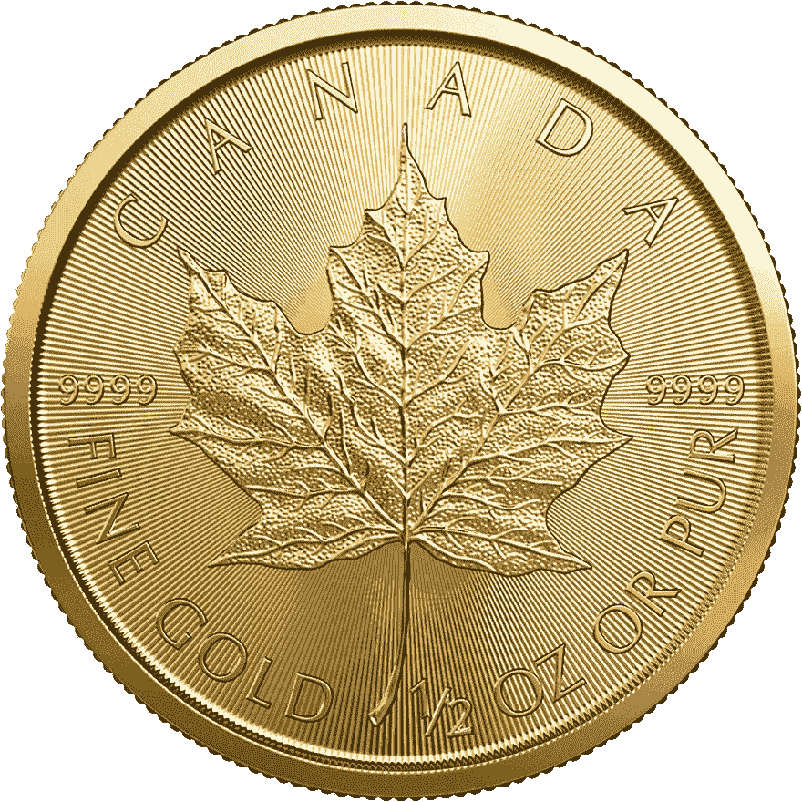 1-2 oz maple leaf gold coin 2023 back