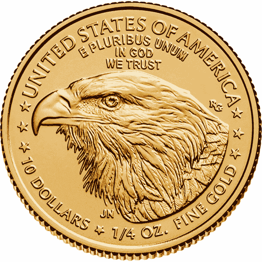 1-4 oz american eagle gold coin 2023 back