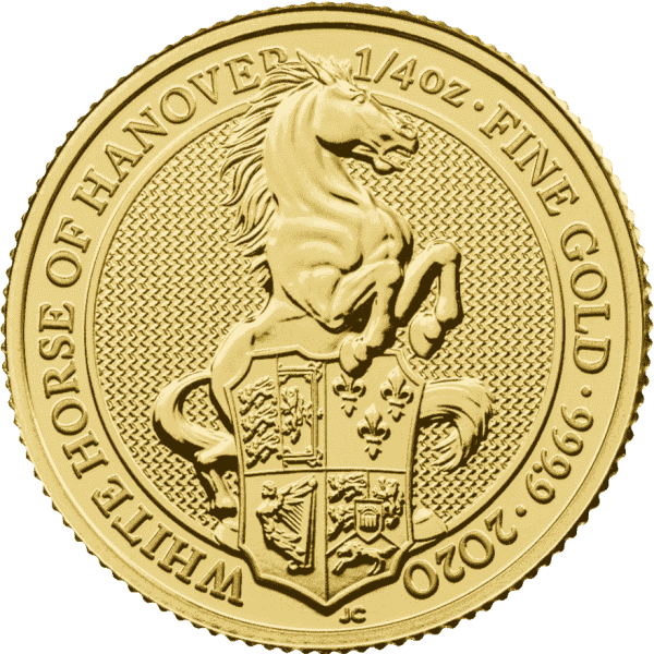 1-4 oz queen s beasts white horse of hanover gold coin 2020 back