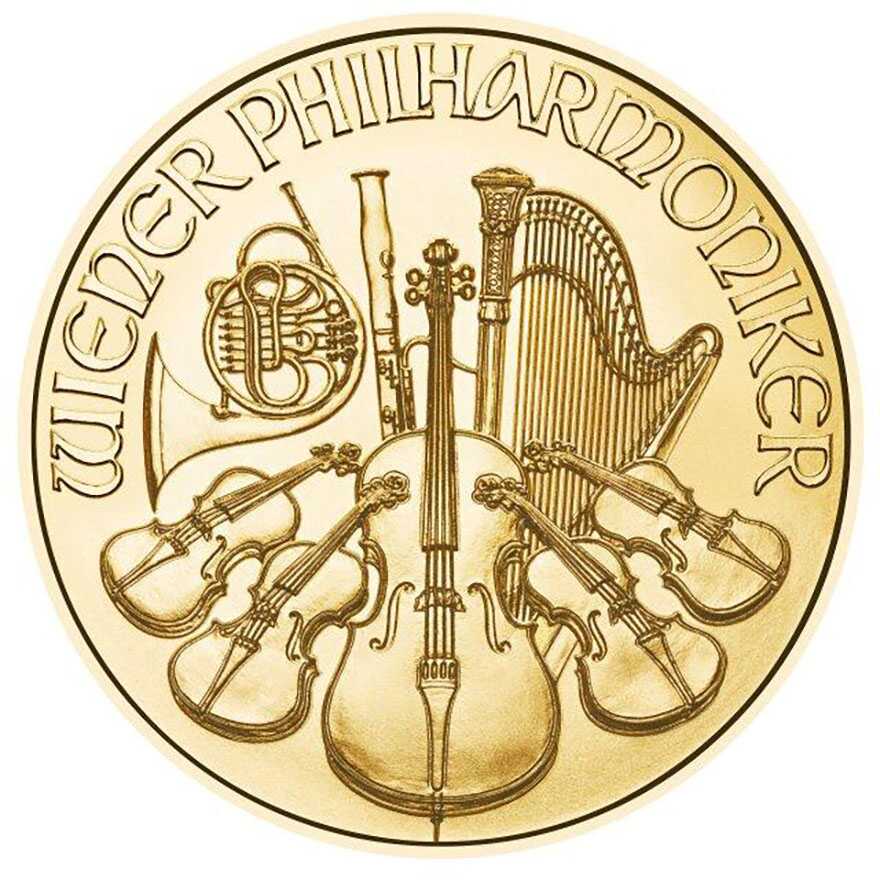 1-4 oz vienna philharmonic gold coin 2023 front