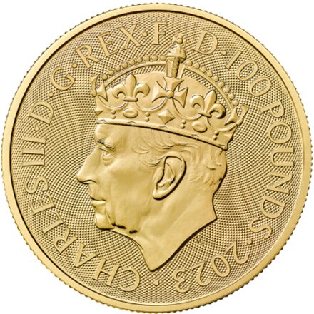 1 oz britannia coronation charles iii gold coin 2023 front