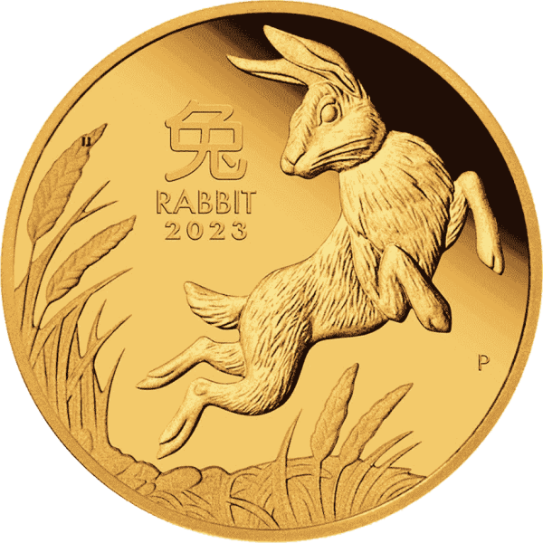 1 oz lunar iii rabbit gold 2023 back