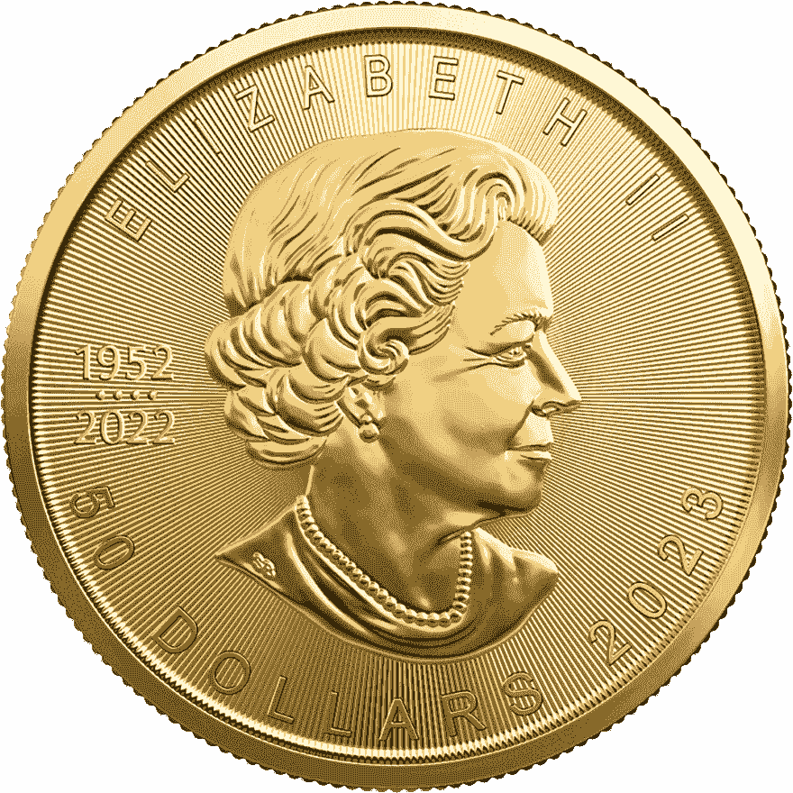 1 oz maple leaf gold coin 2023 front