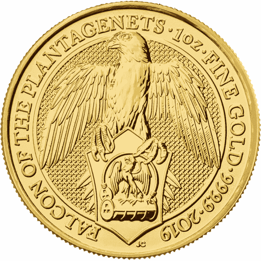 1 oz queen s beasts falcon gold coin 2019 back