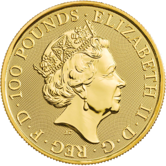 1 oz queen s beasts falcon gold coin 2019 front