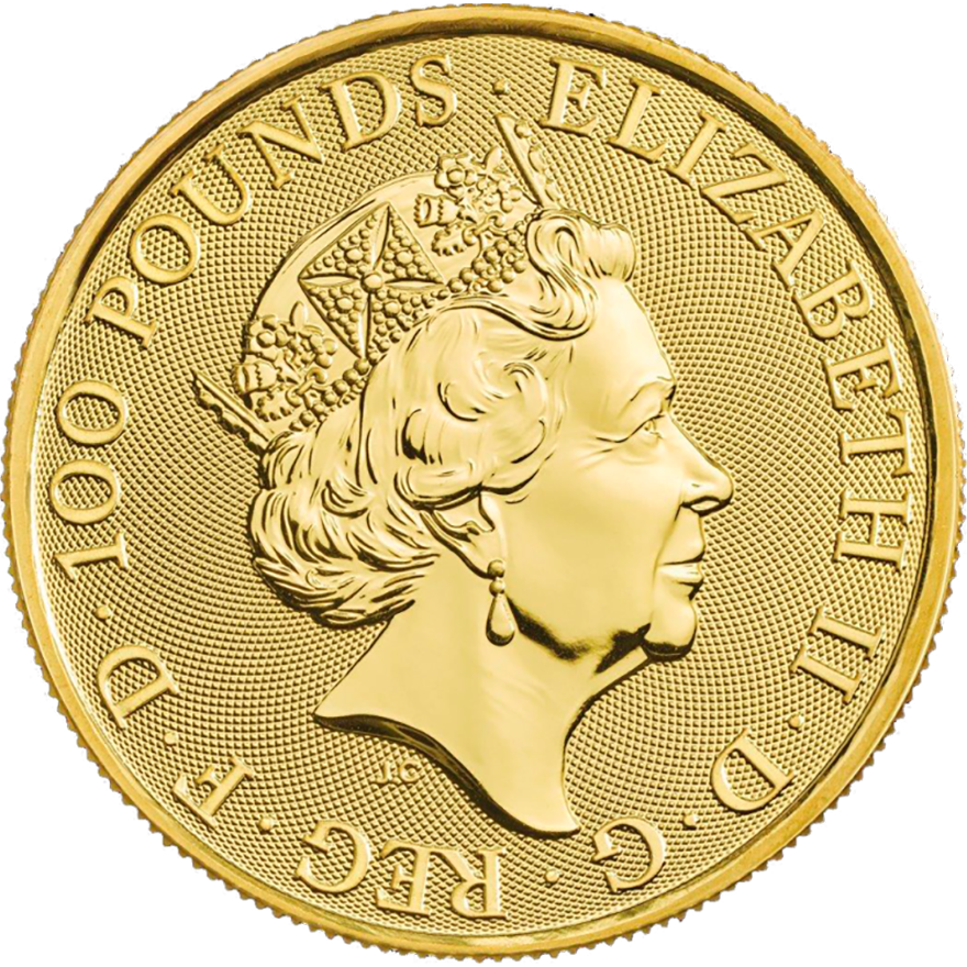 1 oz queen s beasts falcon gold coin 2019 front