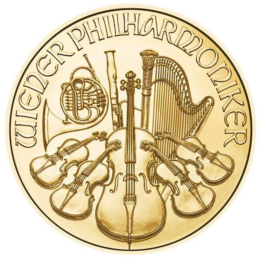 1 oz vienna philharmonic gold coin 2023 front