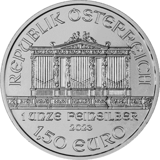 1 oz vienna philharmonic silver coin 2023 front
