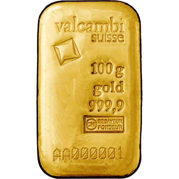 100g gold bar valcambi casted