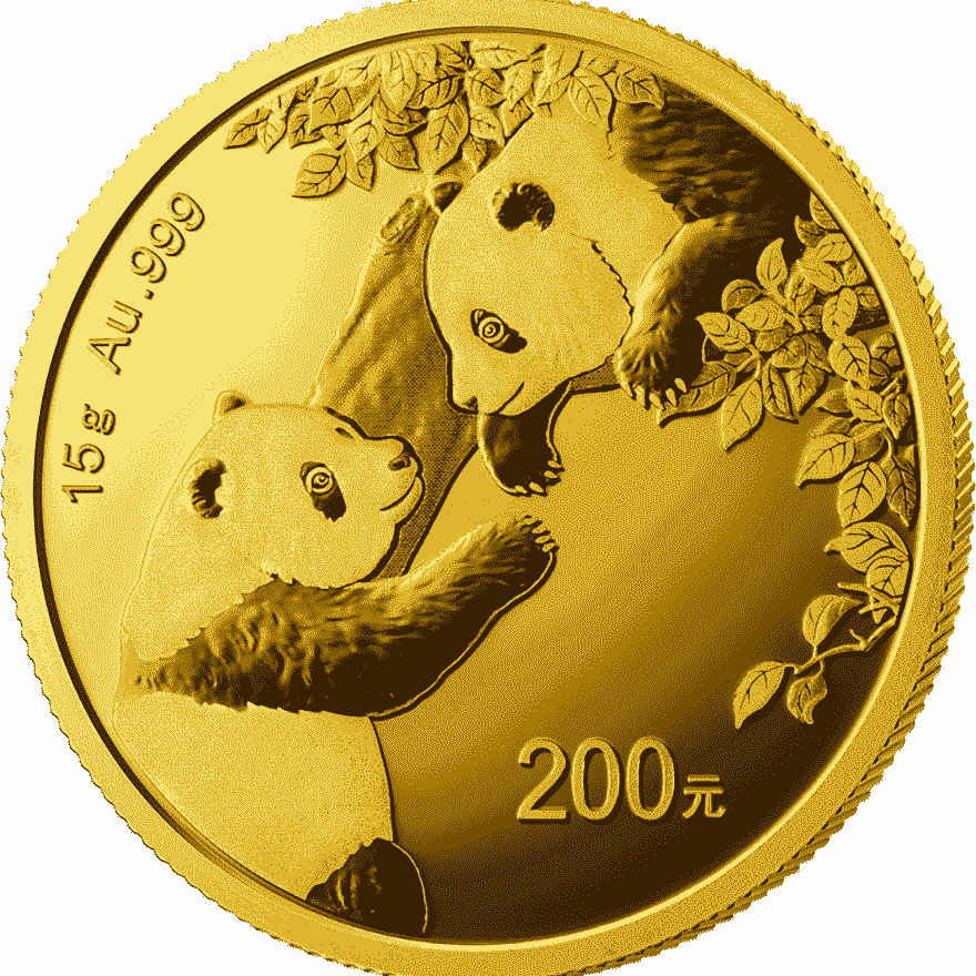 15g china panda gold coin 2023 front