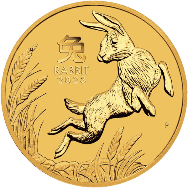 2 oz lunar iii rabbit gold coin 2023 back