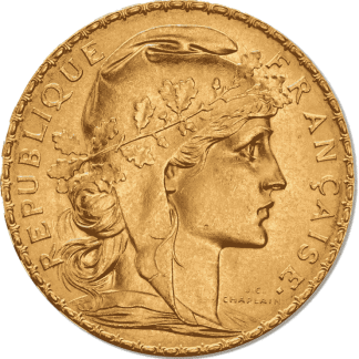 20 french francs marianne rooster gold coin 1899-1914 front