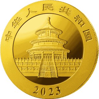30g china panda gold coin 2023 back