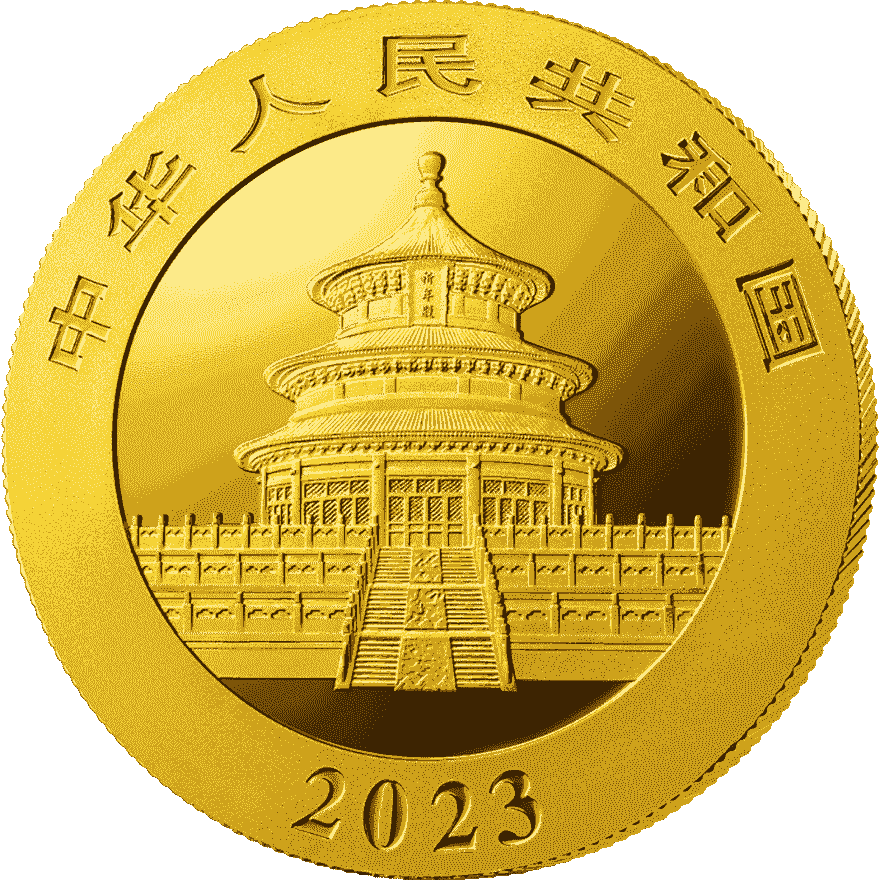 30g china panda gold coin 2023 back