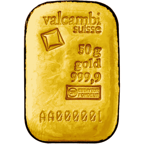 50g gold bar valcambi casted