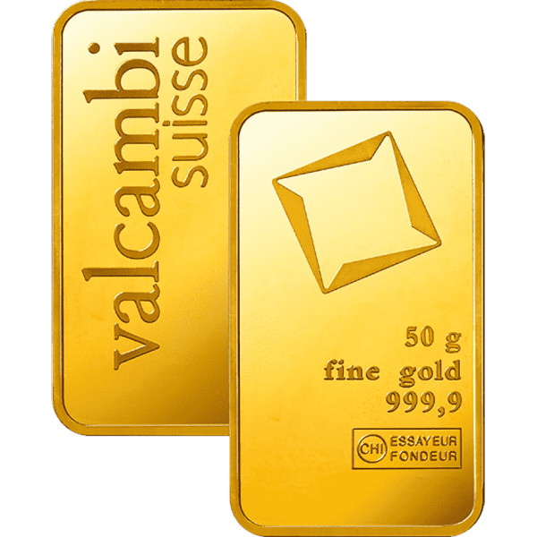 50g gold bar valcambi minted