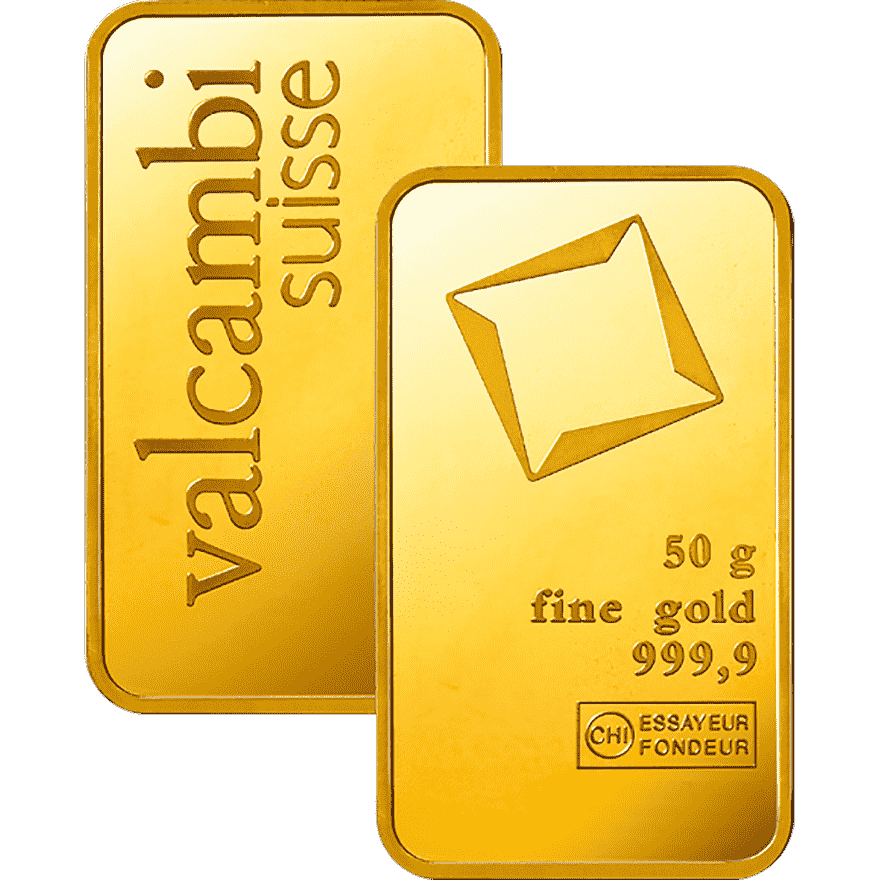 50g gold bar valcambi minted