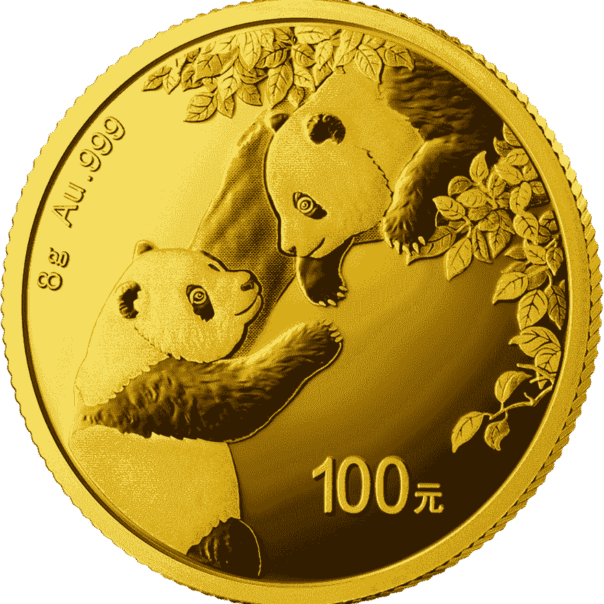 8g china panda gold coin 2023 front