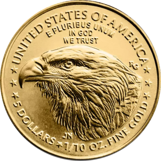 1/10 oz fractional gold coin reverse with engraved motif, investment-grade gold bullion from Gold Investments UK