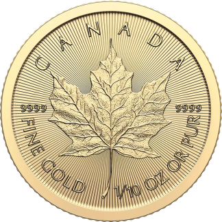 1/10 oz gold bullion coin obverse with royal effigy, investment-grade fractional gold coin from Gold Investments UK