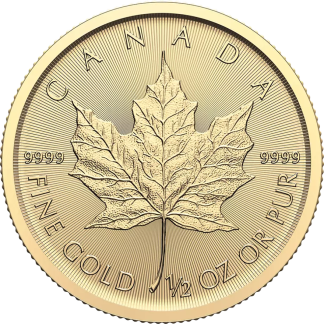 1/2 oz gold bullion coin obverse with royal effigy, investment-grade fractional gold coin from Gold Investments UK