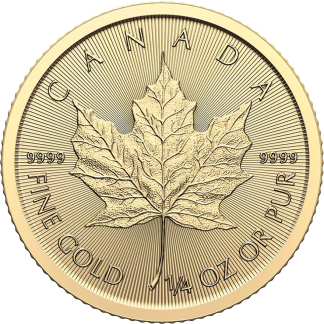 1/4 oz gold bullion coin obverse with royal effigy, investment-grade fractional gold coin from Gold Investments UK