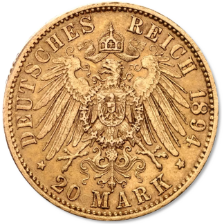 Reverse side of an investment-grade gold bullion coin available to buy from Gold Investments UK