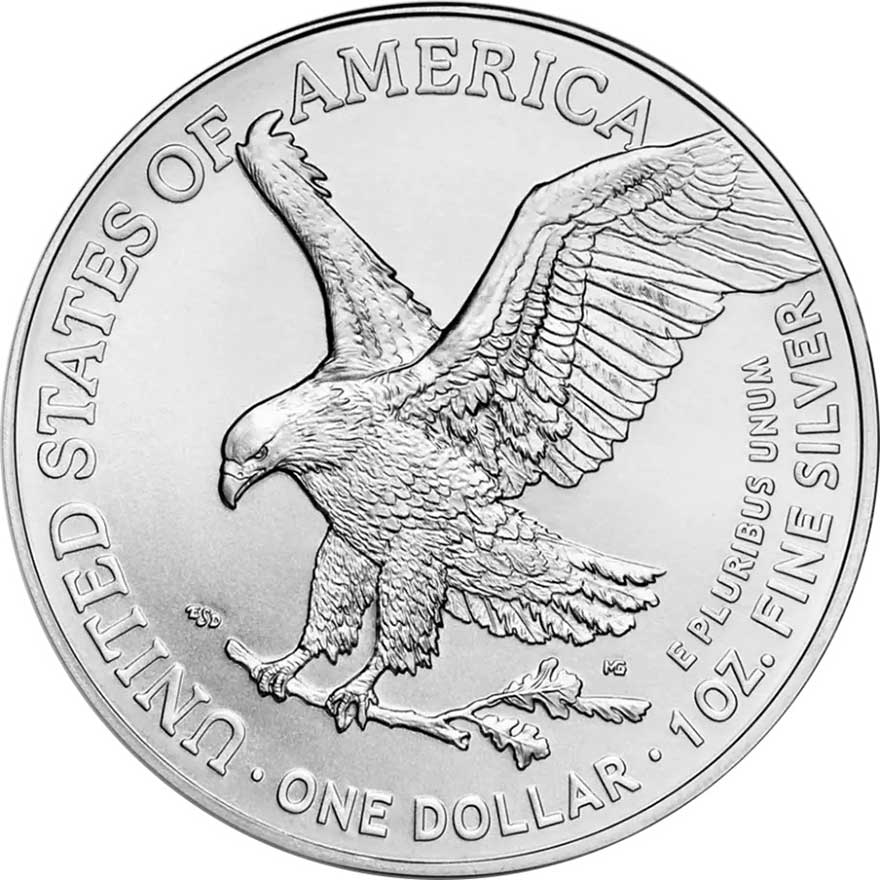 1 oz American Silver Eagle 2024 coin obverse with Walking Liberty design, US Mint investment-grade silver bullion