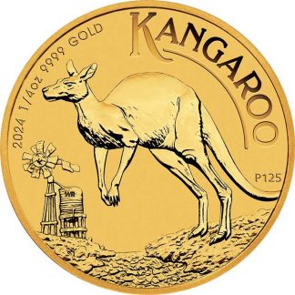 1/4 oz Australian Gold Kangaroo 2024 coin reverse with kangaroo design, Perth Mint investment-grade gold bullion