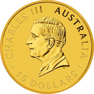 1/10 oz Gold Kangaroo coin reverse with kangaroo design, Perth Mint investment-grade gold bullion coin