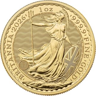 1 oz King Charles III Gold Britannia coin reverse showing Britannia design, investment-grade UK gold bullion