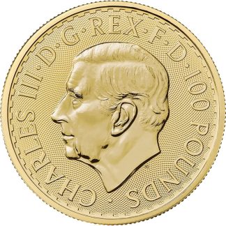 1 oz King Charles III Gold Britannia coin obverse showing the royal portrait, investment-grade UK gold bullion