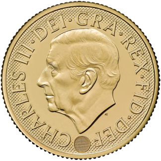Reverse side of an investment-grade gold bullion coin available to buy from Gold Investments UK