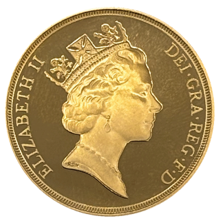 Reverse side of an investment-grade gold bullion coin available to buy from Gold Investments UK